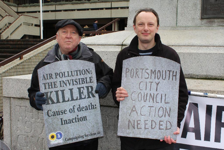 Portsmouth Greens clean air action 4th April 2018 Keith Taylor and Tim Sheerman-Chase
